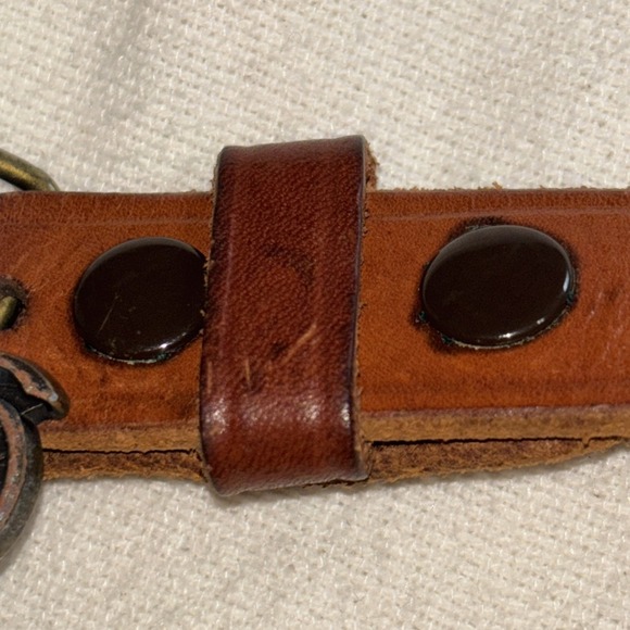 Vintage Mens Brown Leather Belt with Ford Model T Bronze Buckle Sz44 - Picture 10 of 12